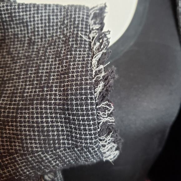 Ann Taylor Factory fringe edge black & white checked tweed women's blazer sz 0 - Picture 8 of 10